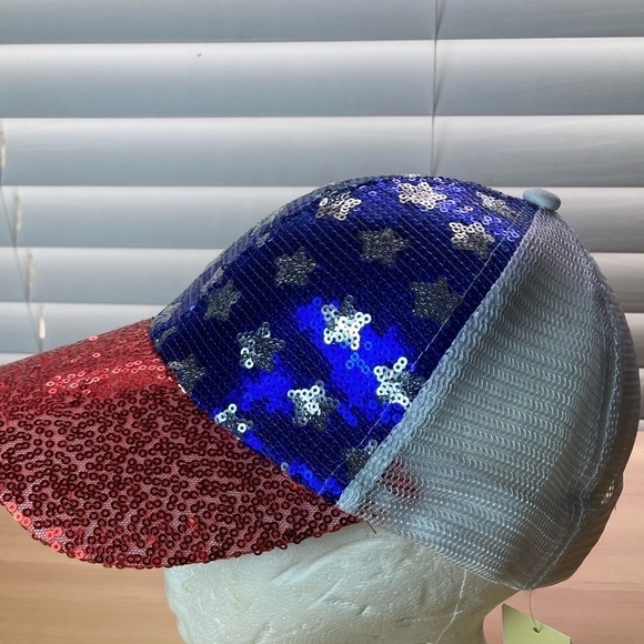 Collection 18 XIIX Adjustable American USA Patriotic Sequin Hat Cap NEW … - Picture 5 of 5
